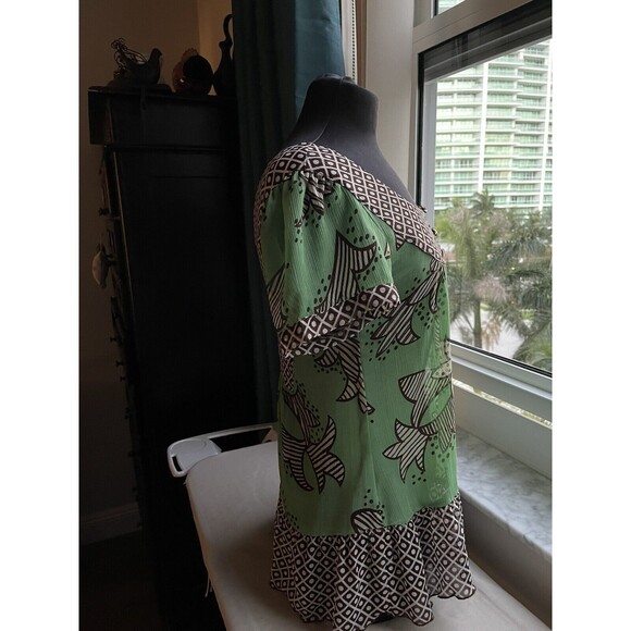 Coco and Chase Women Brown Green Short Sleeve Blouse S - Picture 2 of 8